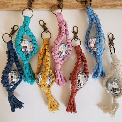 Macrame Disco Ball Car Charm/Keychain