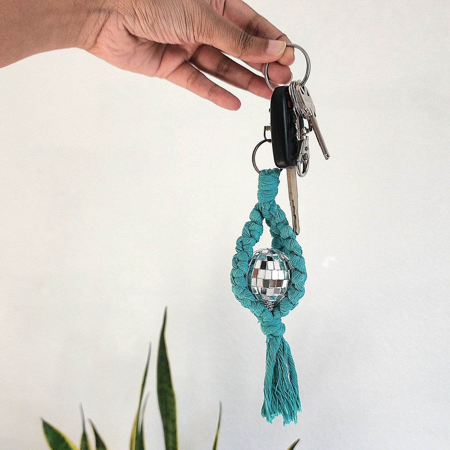 Macrame Disco Ball Car Charm/Keychain