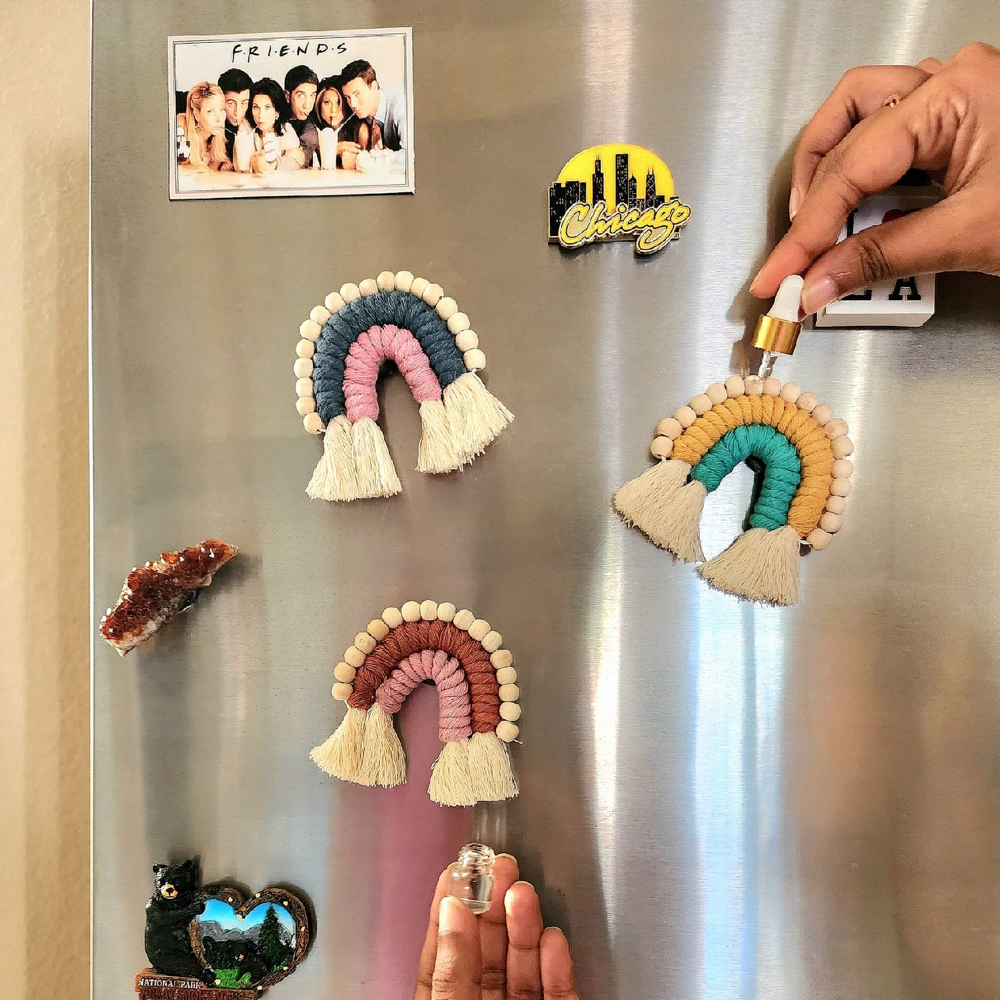 Macrame Rainbow Fridge Magnets