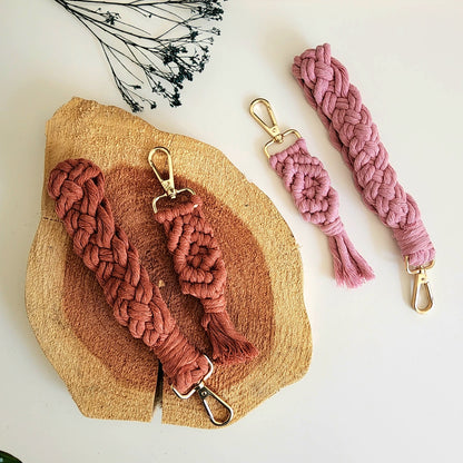 Handmade Macrame Cotton Keychain & Wristlet Set