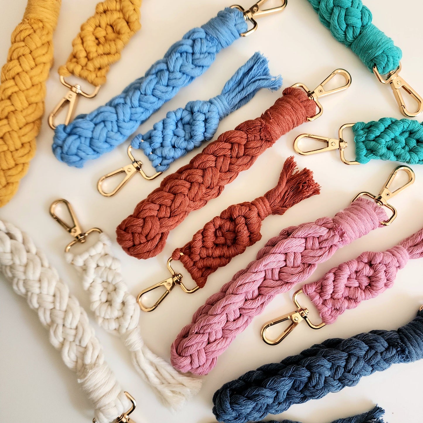 Handmade Macrame Cotton Keychain & Wristlet Set