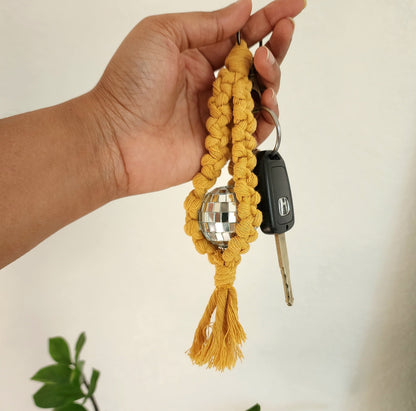 Macrame Disco Ball Car Charm/Keychain