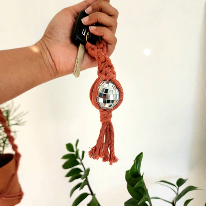 Macrame Disco Ball Keychain Charm