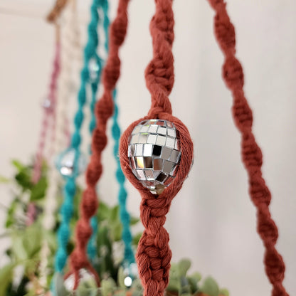 Handmade Macrame Disco Ball Plant Hanger