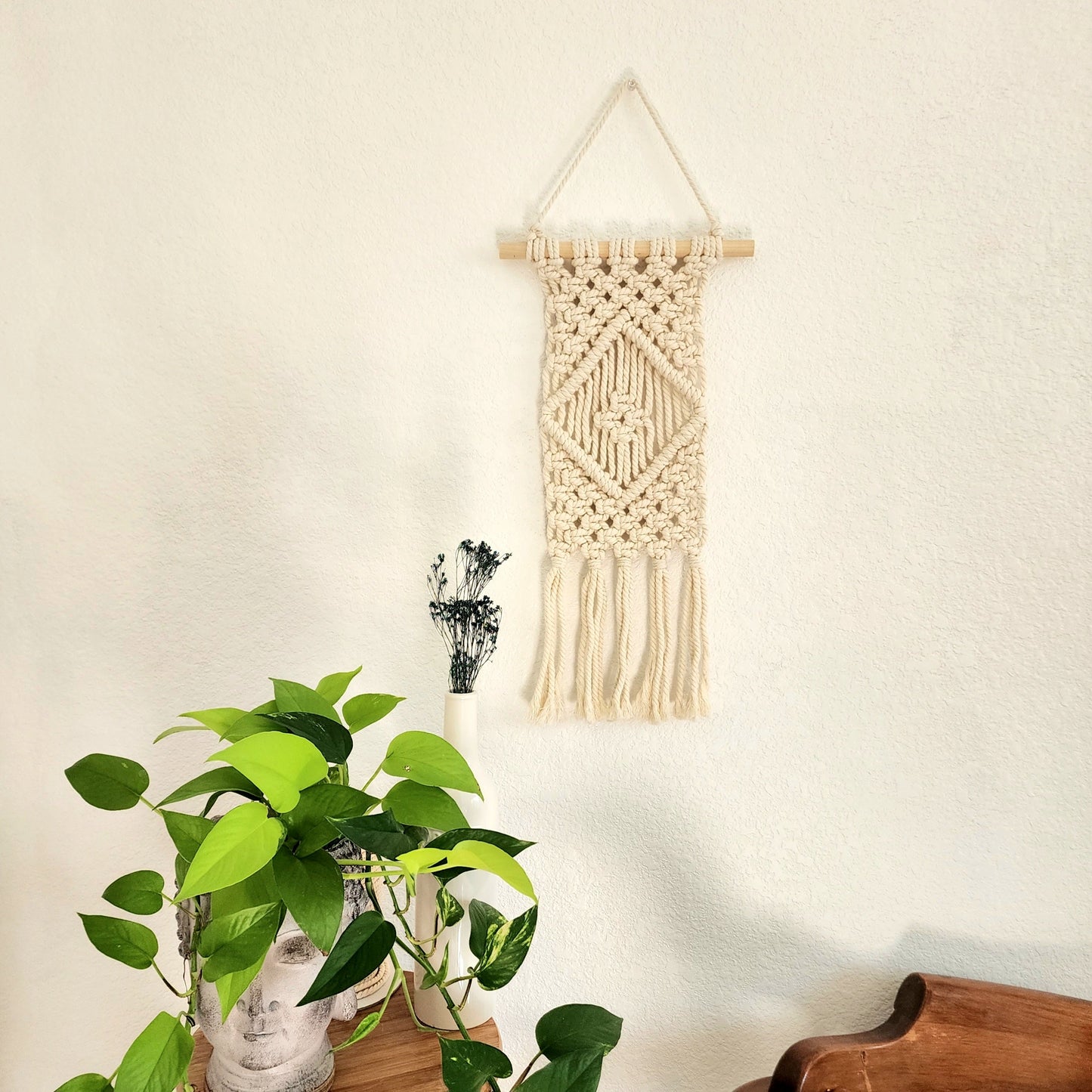 Macrame Wall Hanging with Diamond Pattern