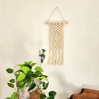 Macrame Wall Hanging with Diamond Pattern