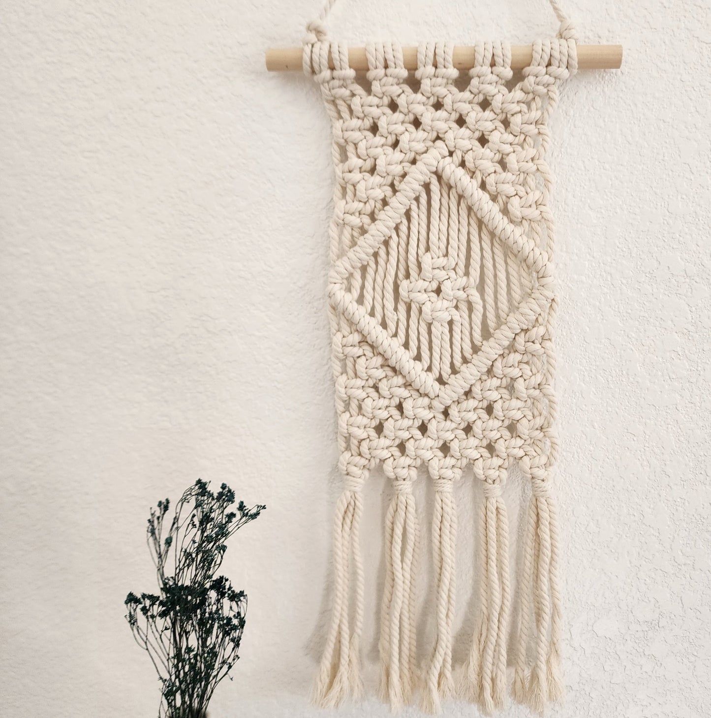 Macrame Wall Hanging with Diamond Pattern