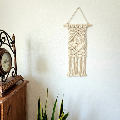 Macrame Wall Hanging with Diamond Pattern