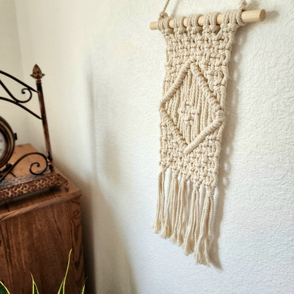 Macrame Wall Hanging with Diamond Pattern