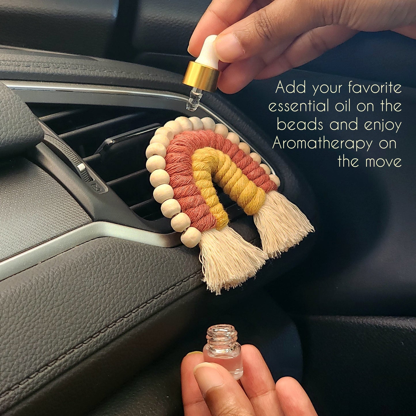 Macrame Rainbow Car Vent Clip