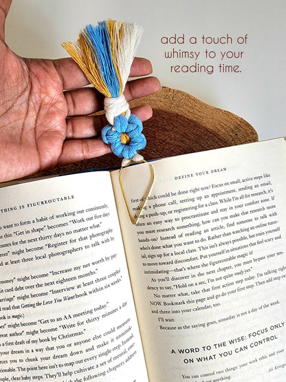 Macrame Daisy Flowers Bookmark and Keychain Set