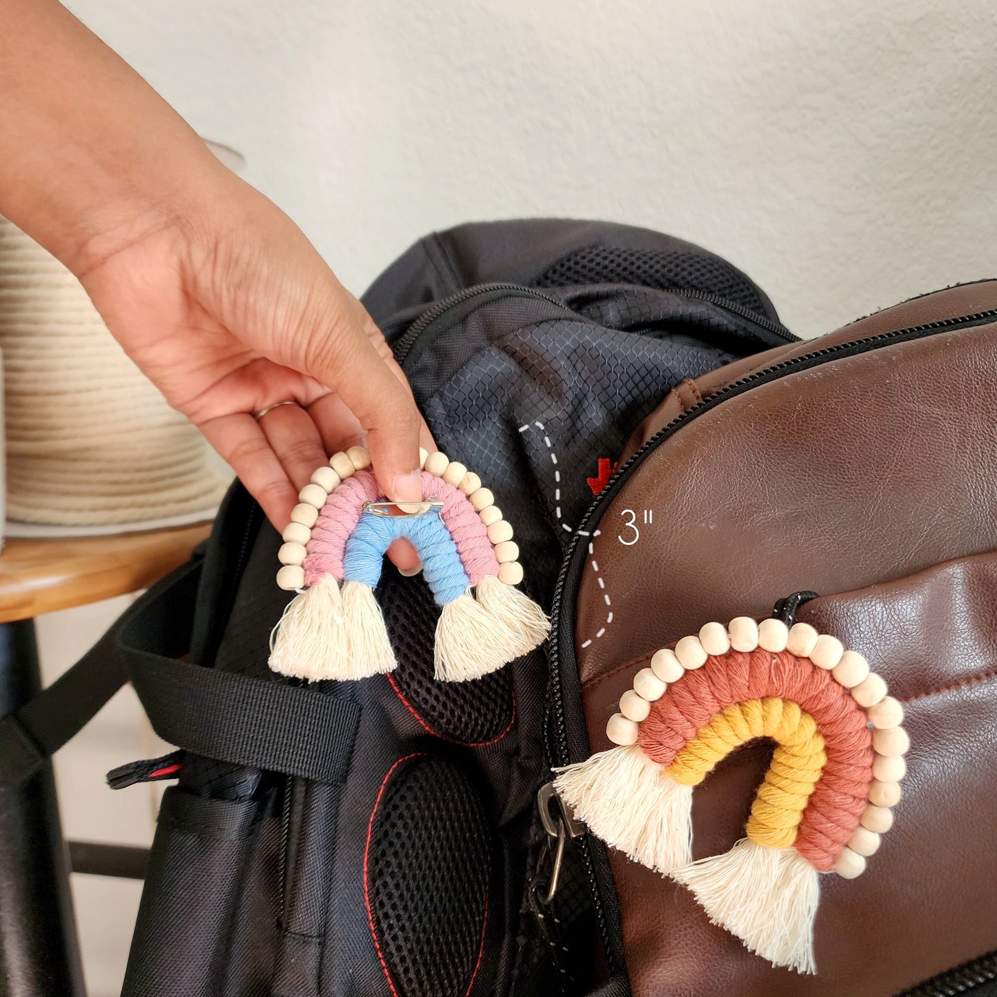 Macrame Rainbow Brooch Pin