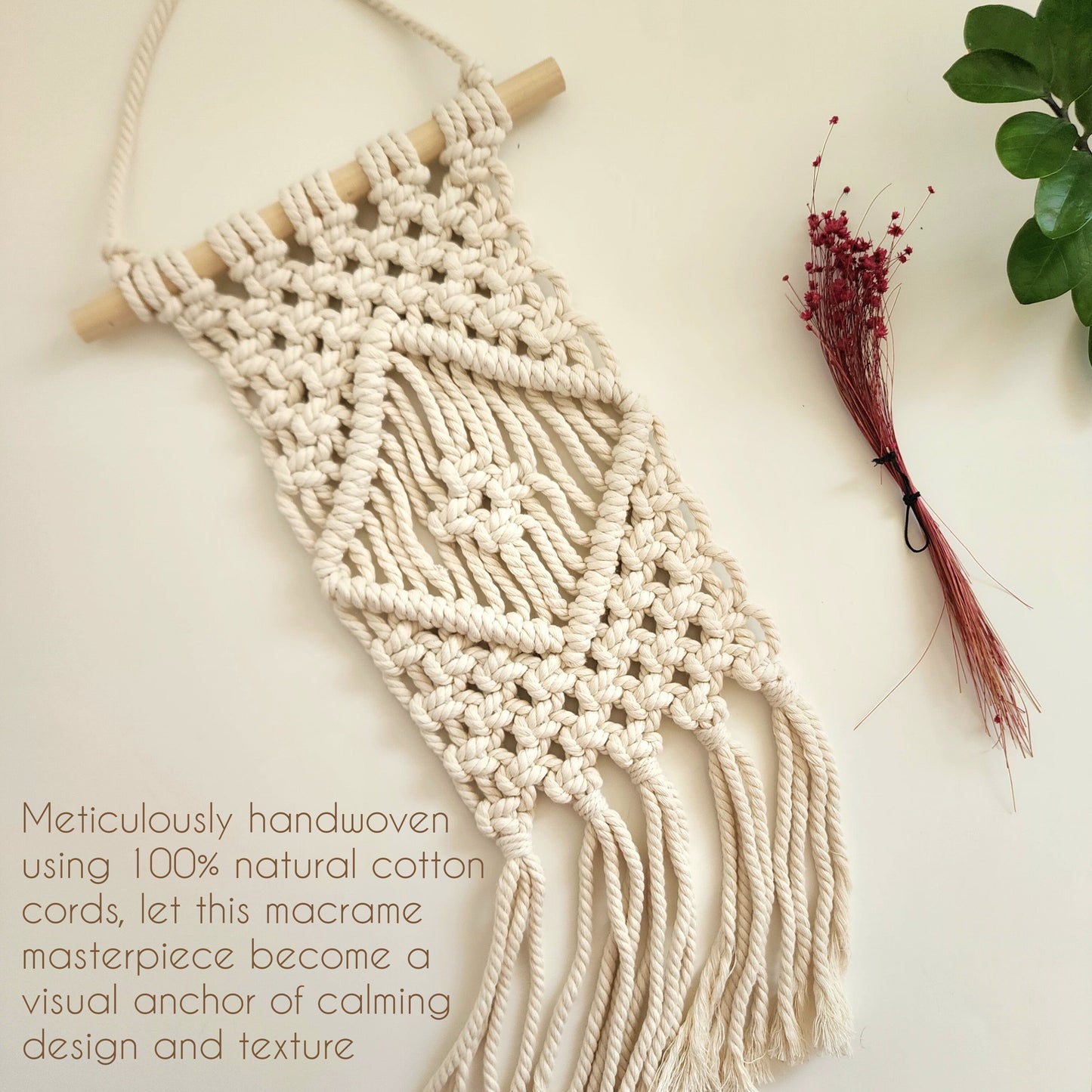 Macrame Wall Hanging with Diamond Pattern