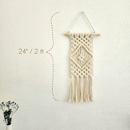 Macrame Wall Hanging with Diamond Pattern